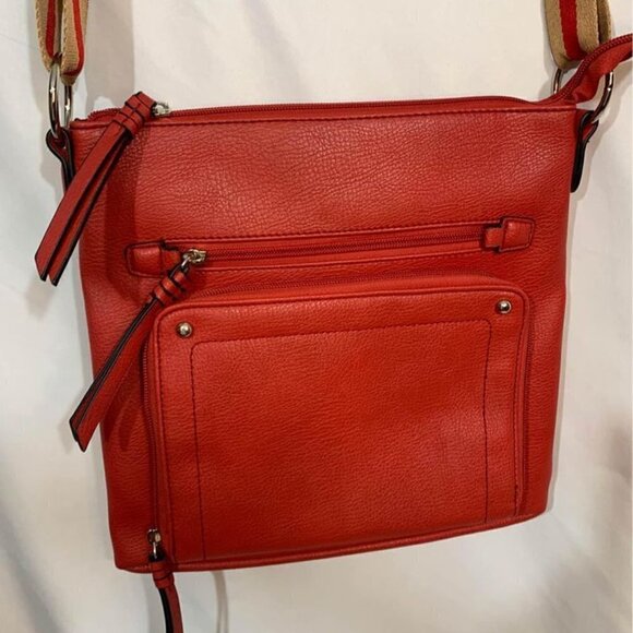 Mia & LUCA crossbody bag. Red & Tan. Adjustable strap. NWOT. - Picture 3 of 11